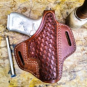 Basket Weave Hand Tooled Leather Holster