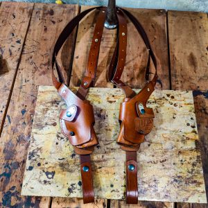 Vertical Double Shoulder Leather Holster Rig – Premium Handmade Roto Holster System with Adjustable Harness