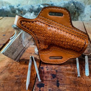 Ornament Hand-Carved OWB Leather Holster &ndash; Premium Handmade Full Grain Gun Holster with Thumb Break
